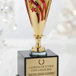 trofeo-copa-metalica-laurel-roja-con-base-en-vidrio-negro
